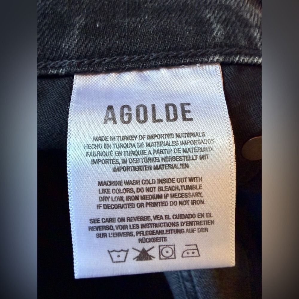 AGOLDE High Rise Stovepipe Jeans Size 29 Metal Black Denim 28" Inseam - Picture 6 of 12